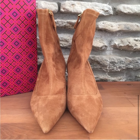 Tory Burch Penelope Size 7 Brown Stretch Suede Ankle Boot Bootie NEW - Picture 7 of 14